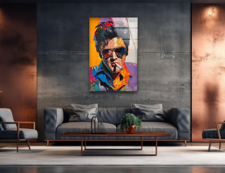 Elvis Presley Smoking Glass Wall Art glass wall decor, glass wall art decor
