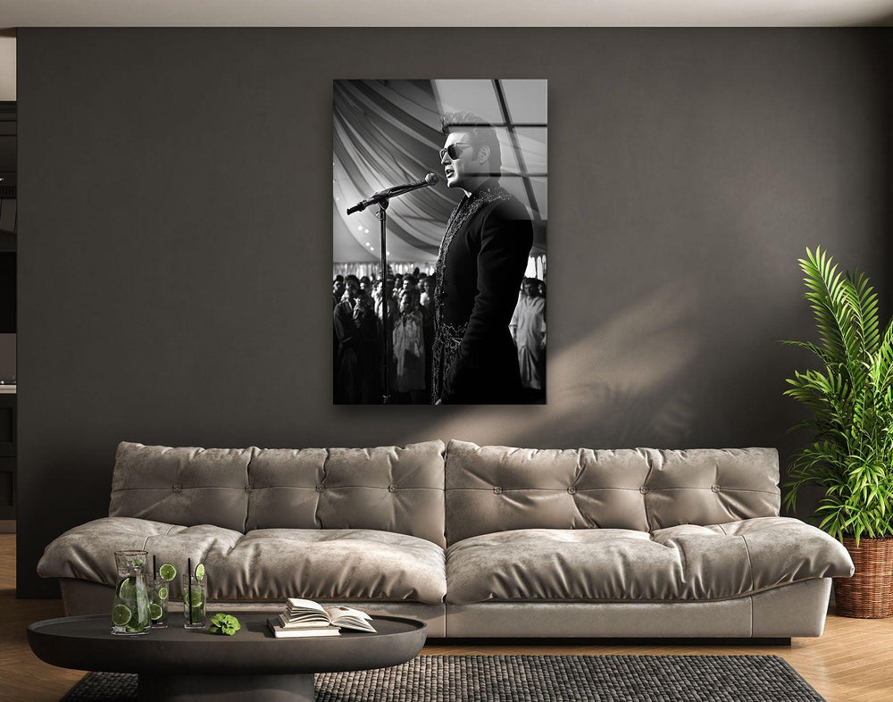 Elvis Presley Black and White Glass Wall Art glass image printing, glass prints from photos
