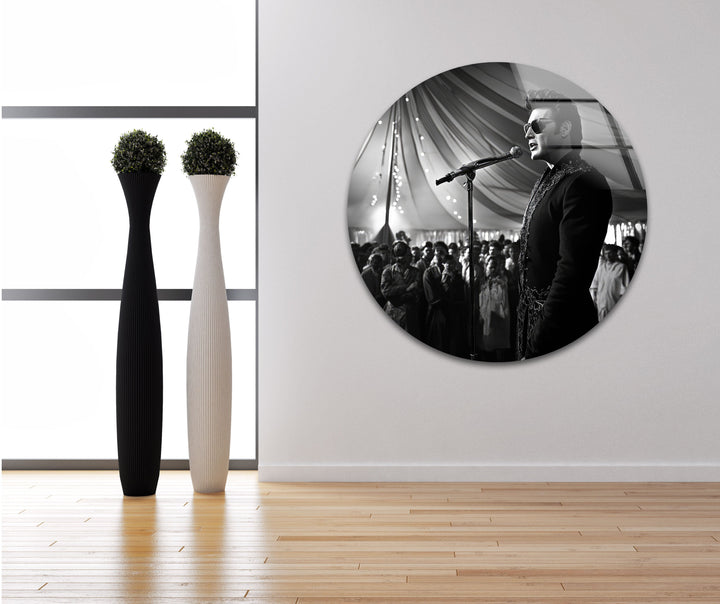 Elvis Presley Black and White Glass Wall Art glass wall decor, glass wall art decor
