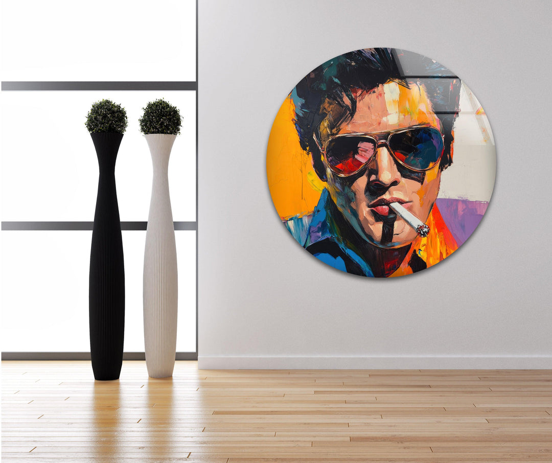 Elvis Presley Smoking Glass Wall Art Glass Printing Wall Art, Print photos on glass
