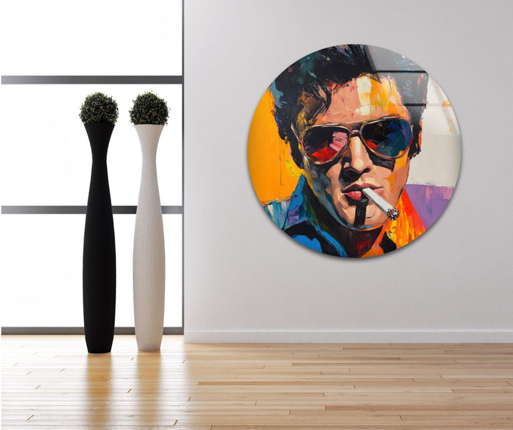 Elvis Presley Smoking Glass Wall Art Glass Printing Wall Art, Print photos on glass

