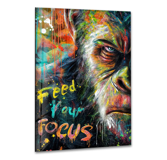 A powerful, vibrant gorilla with dripping paint creates an intense, motivational mood for your hanging wall art.