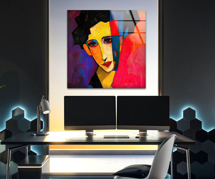 Figurative Abstract Woman Glass Wall Art glass pictures for Wall, glass prints wall art
