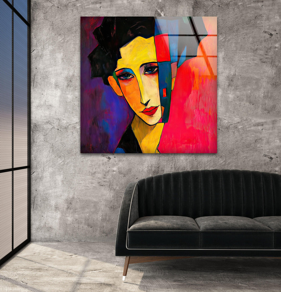 Figurative Abstract Woman Glass Wall Art glass photo prints, glass picture prints
