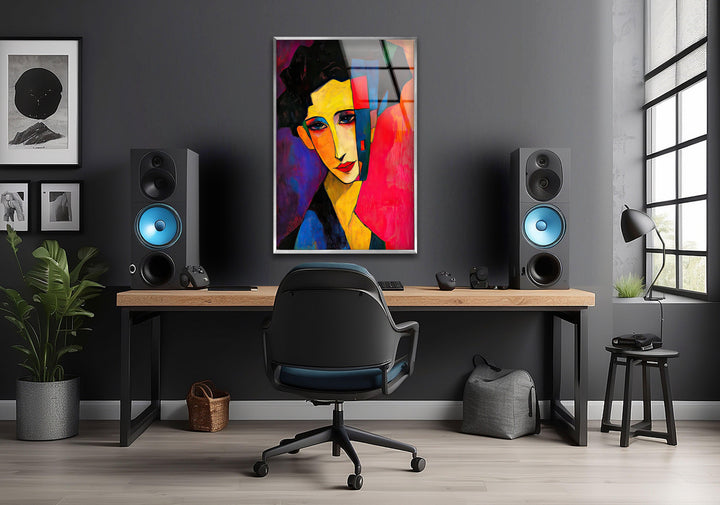 Figurative Abstract Woman Glass Wall Art custom glass pictures, glass art prints

