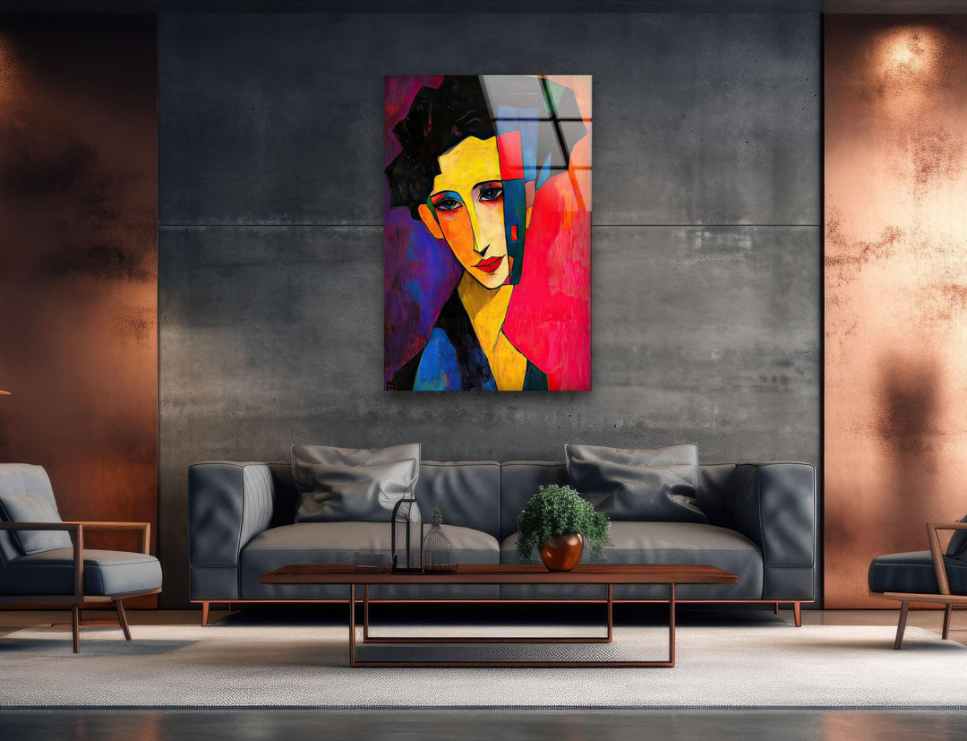 Figurative Abstract Woman Glass Wall Art photo print on glass, prints on glass wall art
