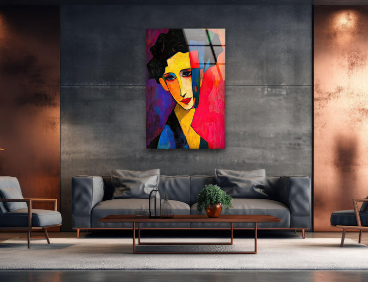 Figurative Abstract Woman Glass Wall Art photo print on glass, prints on glass wall art
