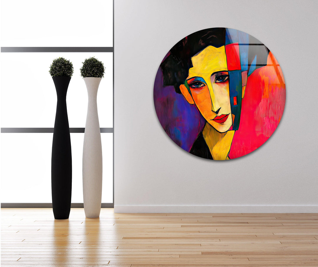 Figurative Abstract Woman Glass Wall Art Glass Printing Wall Art, Print photos on glass
