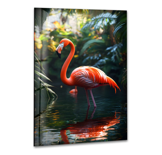 Beautiful Flamingo Glass Wall Art print picture on glass, Tempered Glass Wall Art
