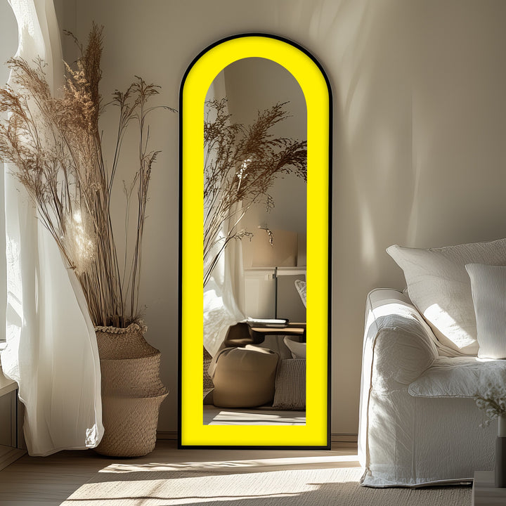 Bold Yellow - Abstract Floor Mirror