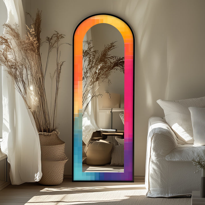 PixelGlow Fusion – Abstract Floor Mirror