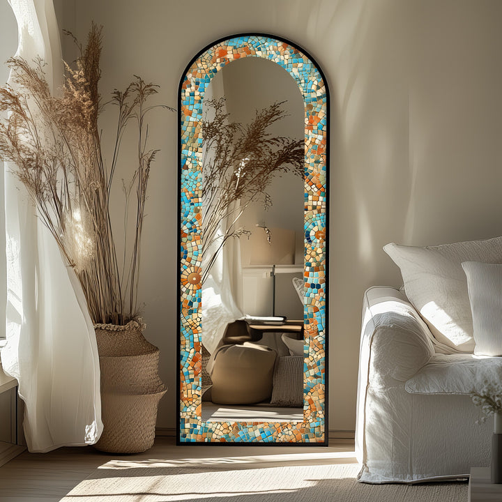 Sun-Drenched Harmony – Mosaic Floor Mirror