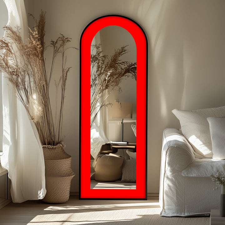 Red - Abstract Floor Mirror