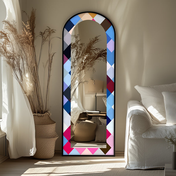 Color Pop Harlequin – Gebeizter Standspiegel 