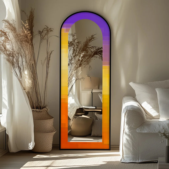 NeonGlow Radiance – Abstract Floor Mirror - MyPhotoStation