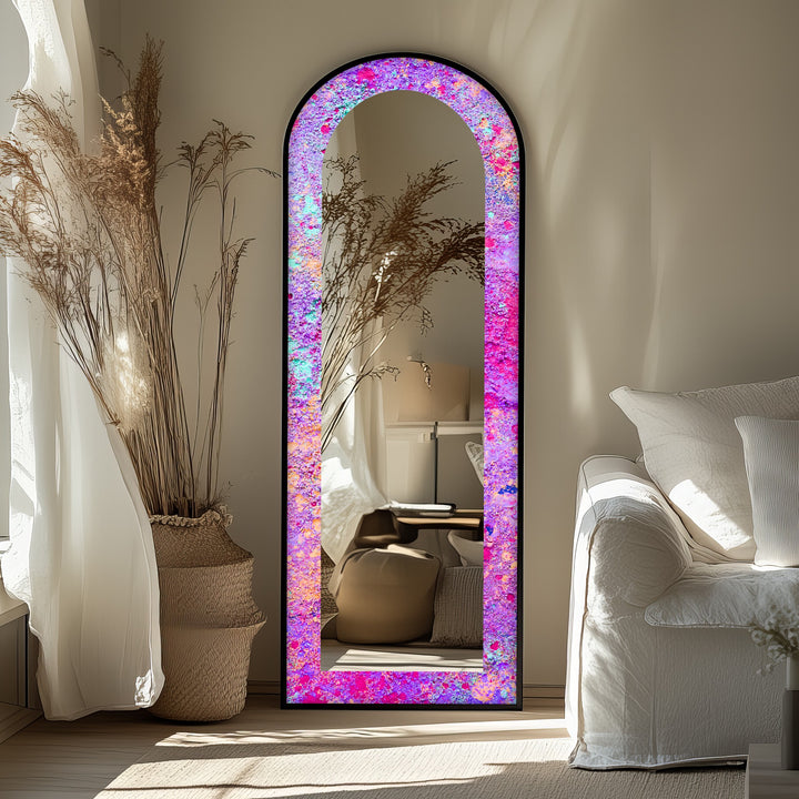 Cosmic Bloom – Abstract Floor Mirror
