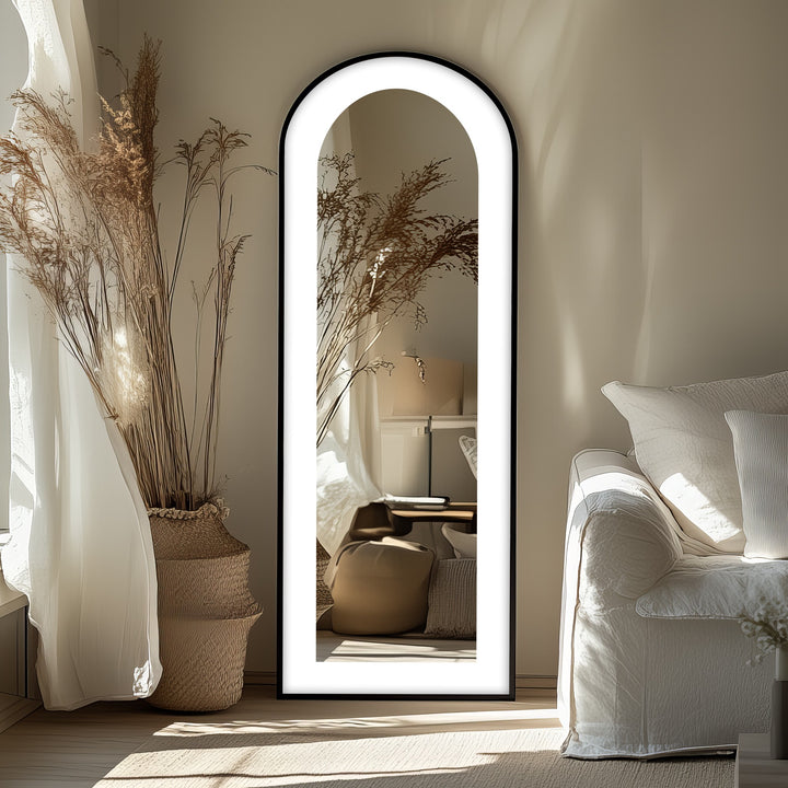White Modern Minimalist - Abstract Floor Mirror