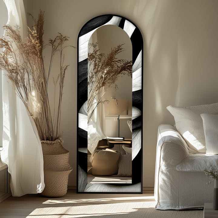 Black and White Wave - Full Lenght Floor Mirror