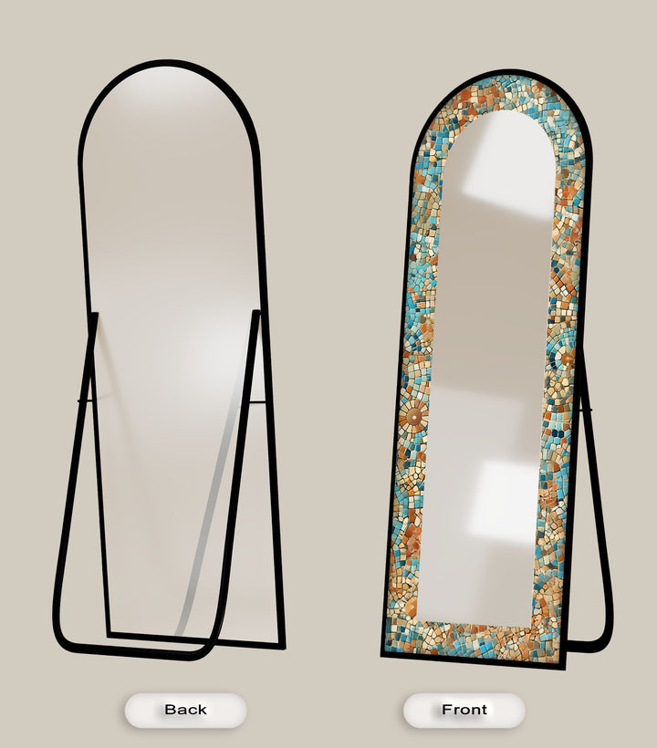Sun-Drenched Harmony – Mosaic Floor Mirror