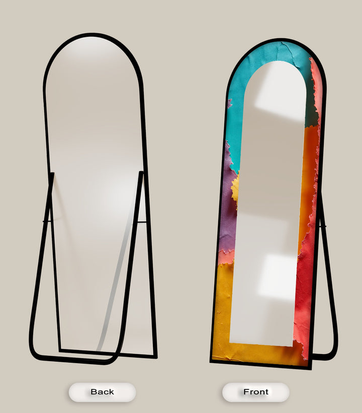 Ripped Rainbow Waves – Abstract Floor Mirror