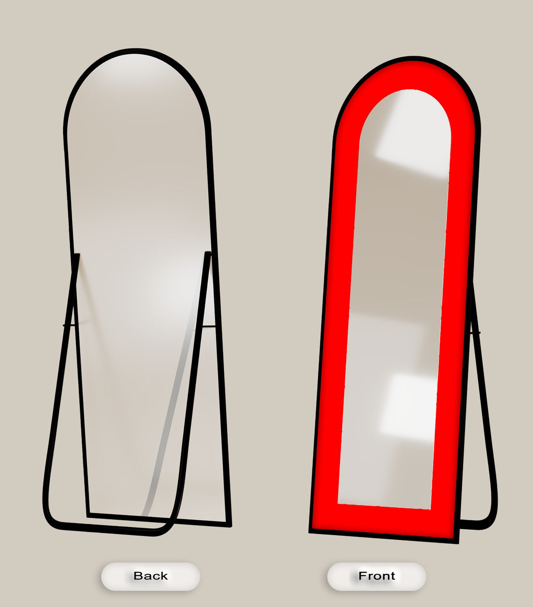 Red - Abstract Floor Mirror
