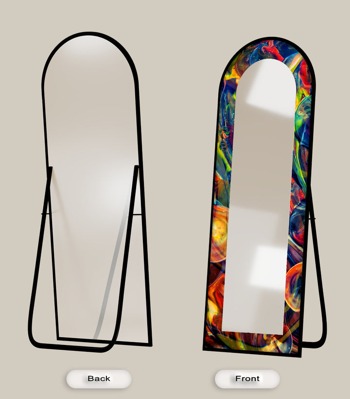 Cosmic Spectrum – Abstract Rainbow Swirl Floor Mirror