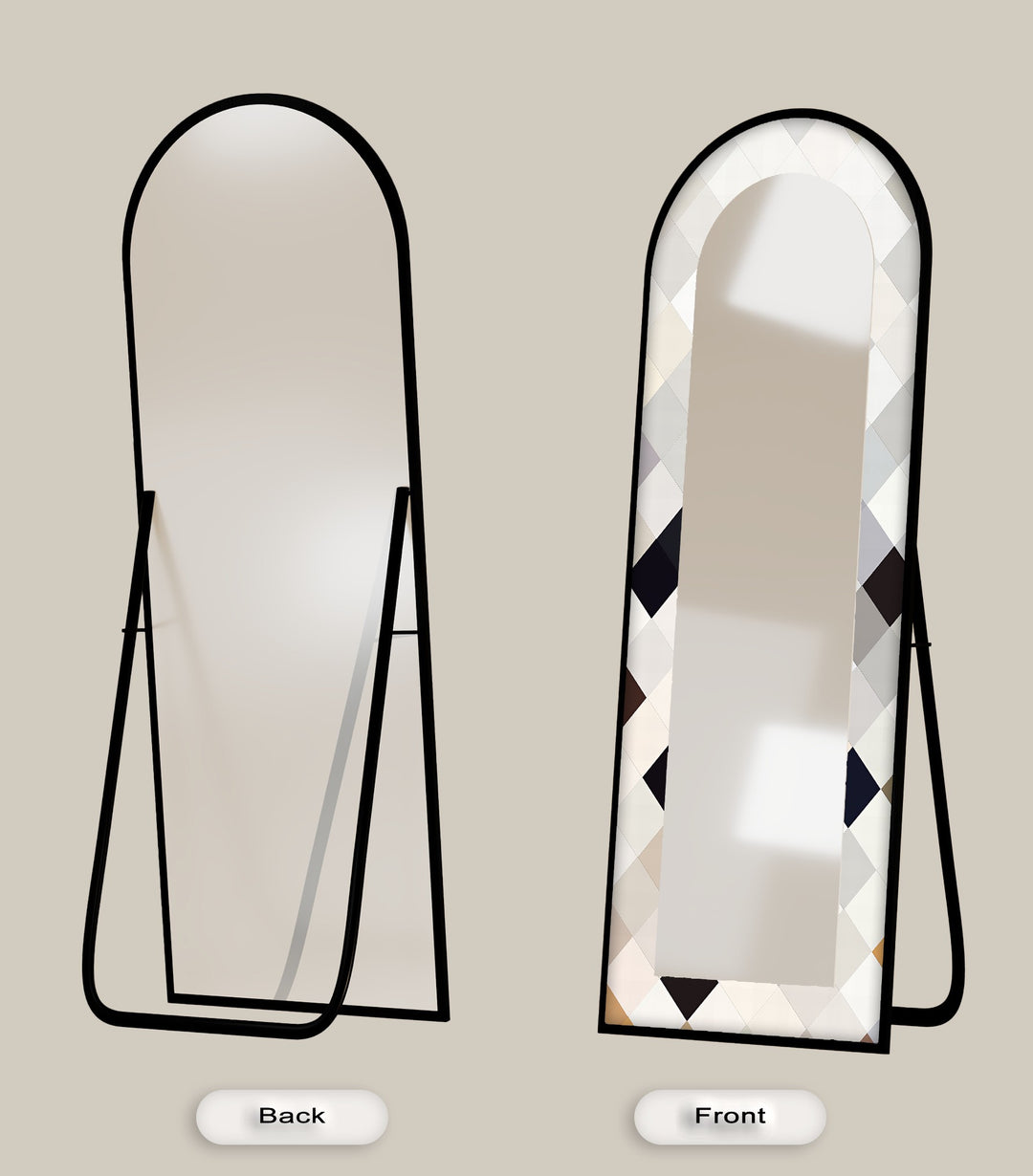Ivory Diamond Glow – Mosaik-Standspiegel 