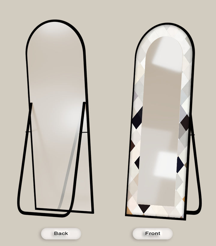 Ivory Diamond Glow – Mosaik-Standspiegel 