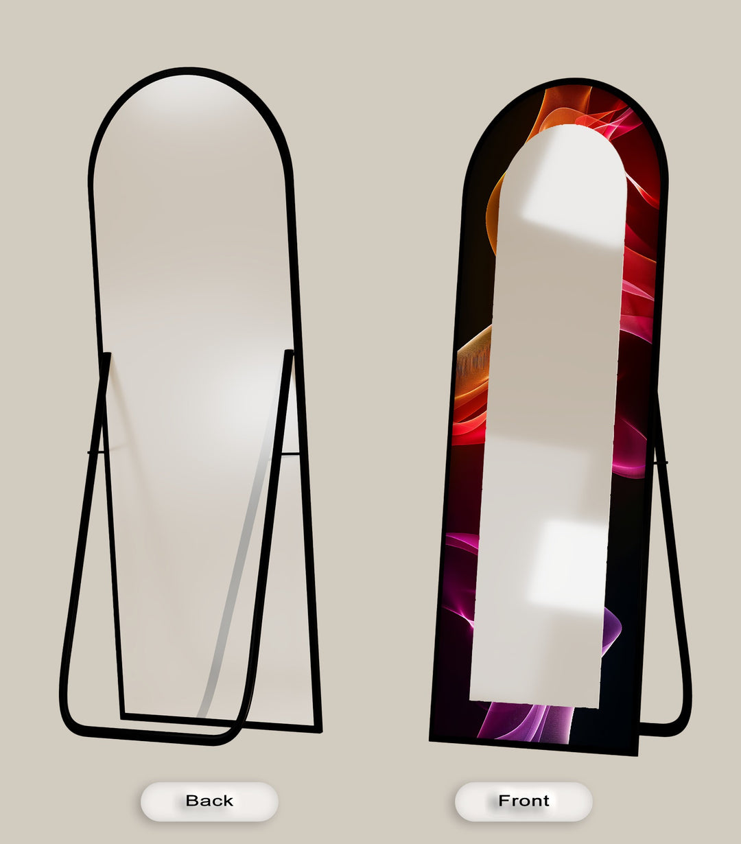 Crimson Drift – Flowing Lightwave Floor Mirror