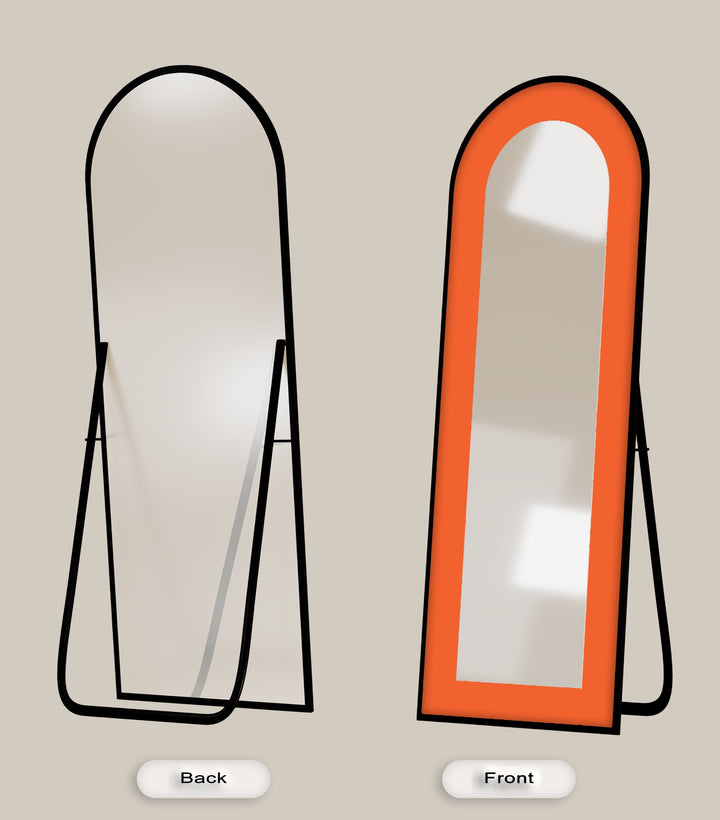 Tangerine Glow – Minimalist Orange Arch Floor Mirror