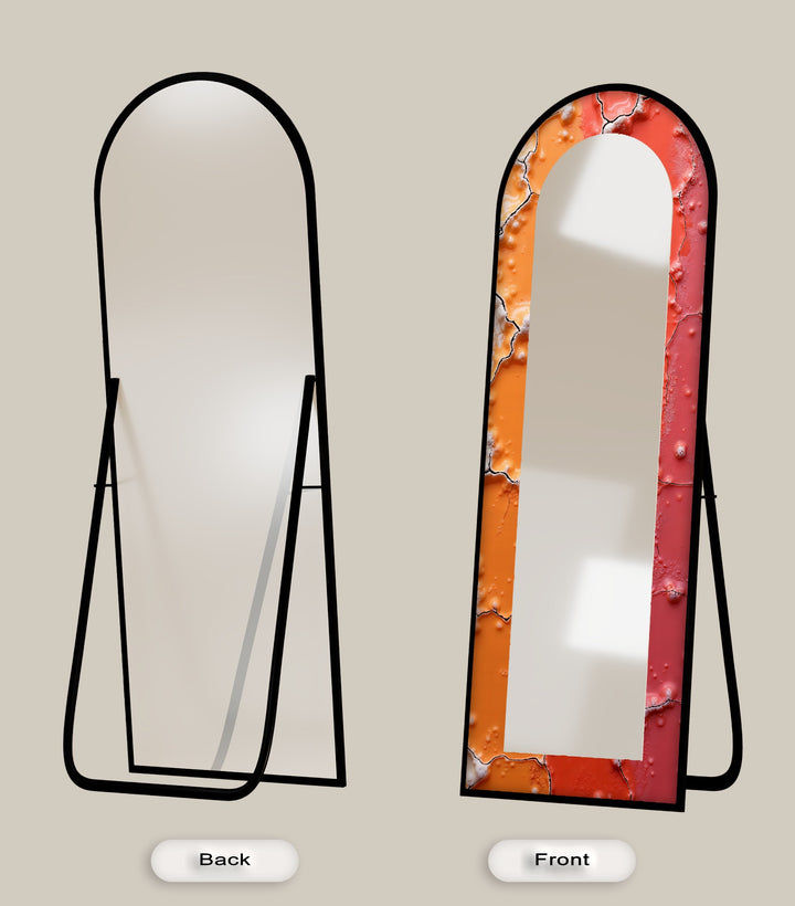 Cracked Lava Red &amp; Orange – Gebeizter Standspiegel 
