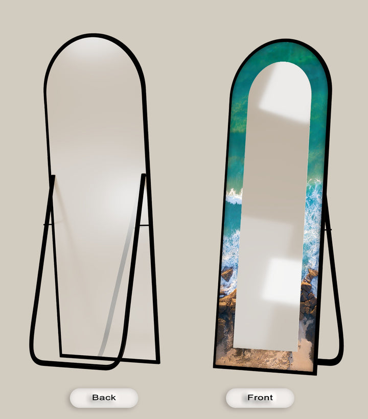 Coastal Horizon – Aerial Ocean Shoreline Floor Mirror