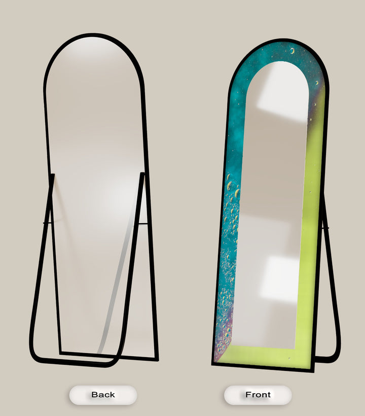 Celestial Green and Teal – Abstract Floor Mirror
