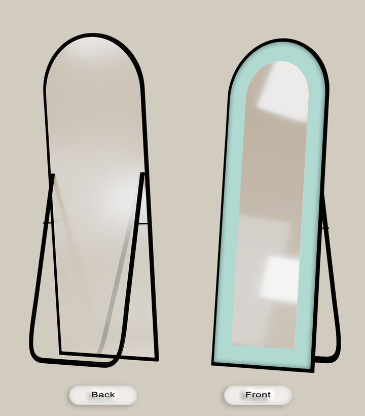 Serene Mist – Light Aqua Abstract Floor Mirror