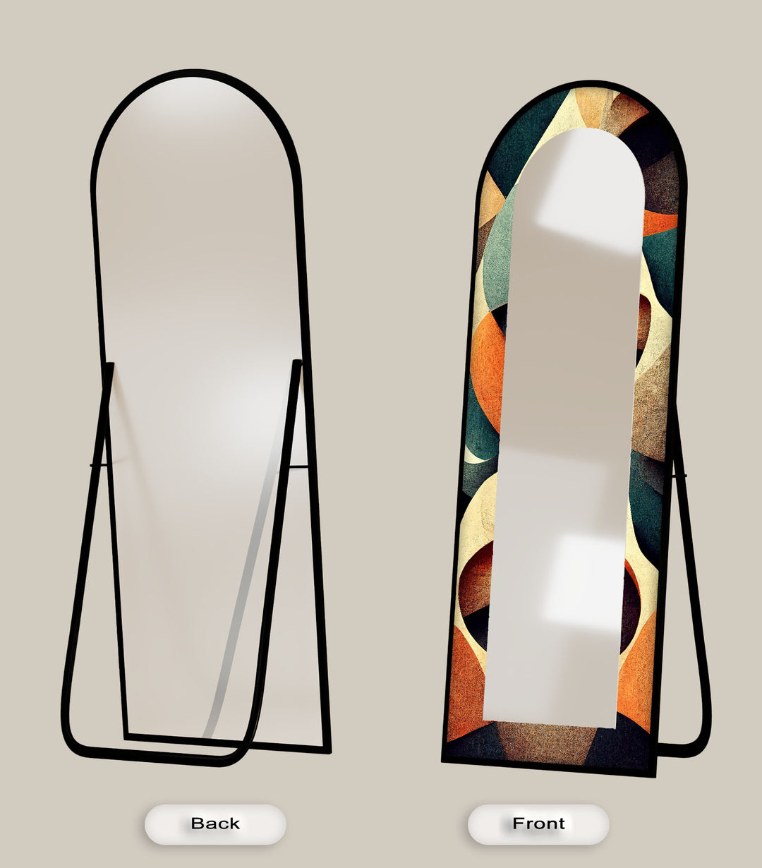 Retro Flow – Mid-Century Geometric Pattern Floor Mirror