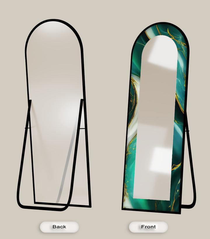 Emerald Aurora Veins – Marble Floor Mirror