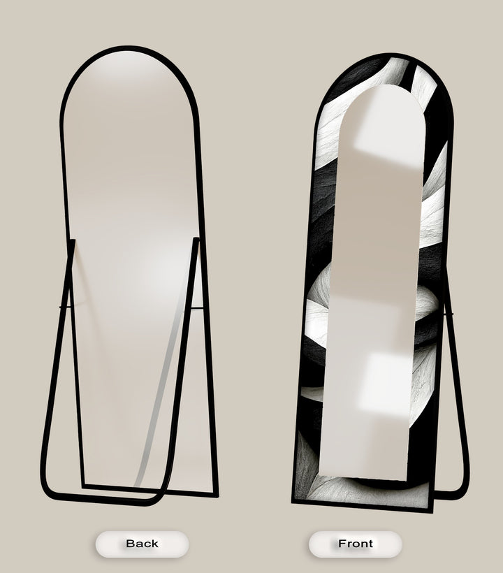 Black and White Wave - Full Lenght Floor Mirror