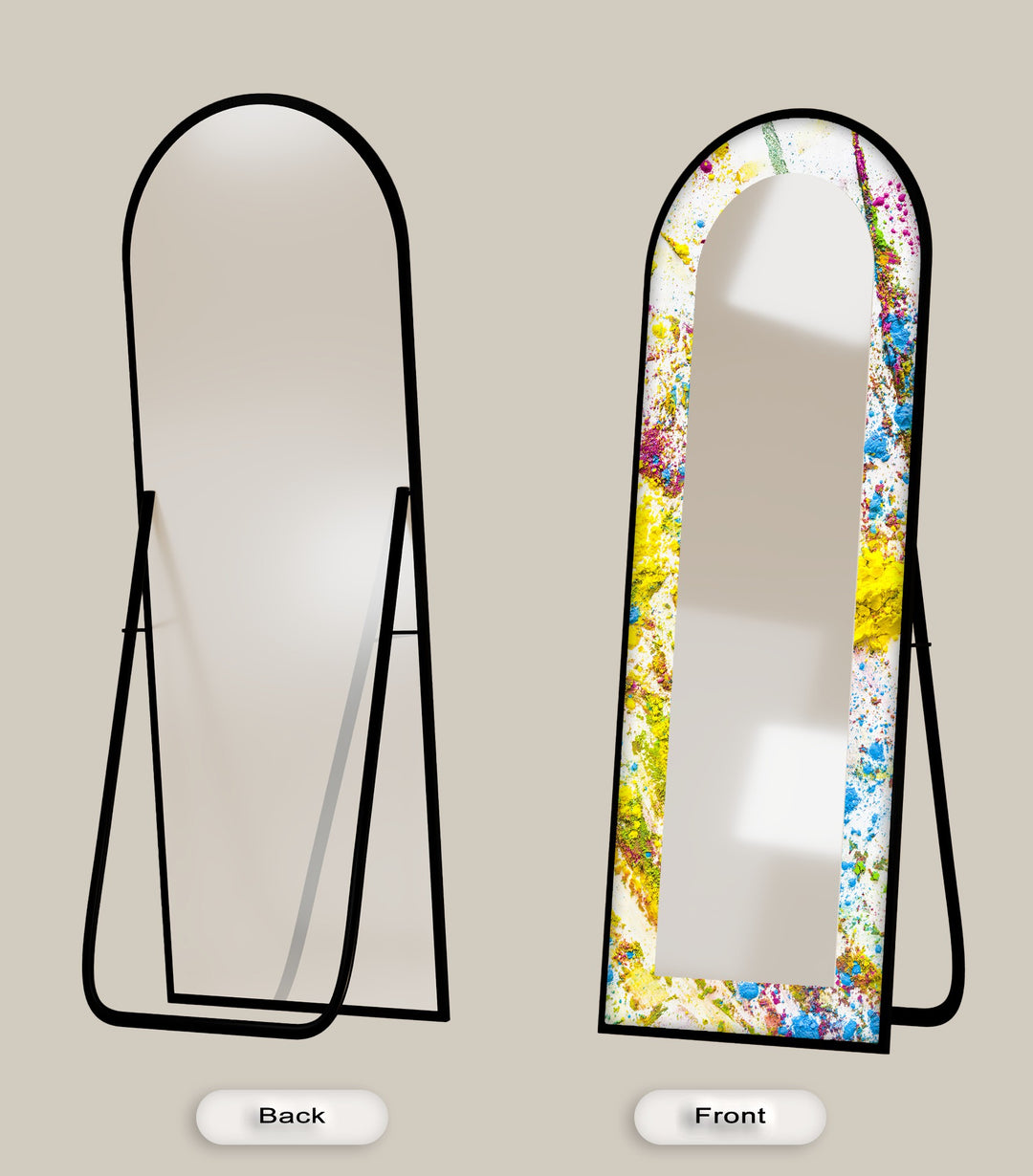 Colorburst Splash – Abstrakter Standspiegel 