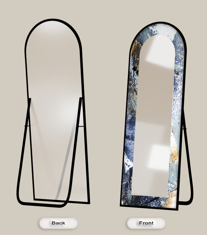Midnight Sky Elegance – Abstract Floor Mirror
