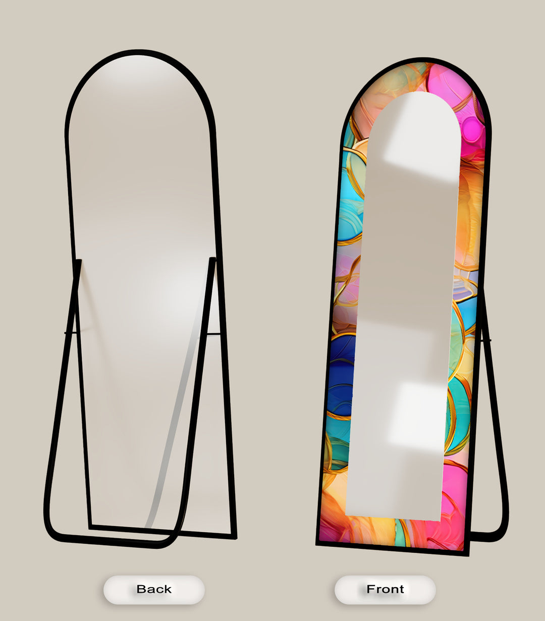 Golden Elegance – Mosaic Floor Mirror