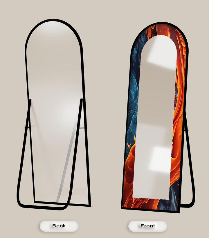 Fire & Ice Dual Flow – Abstract Floor Mirror