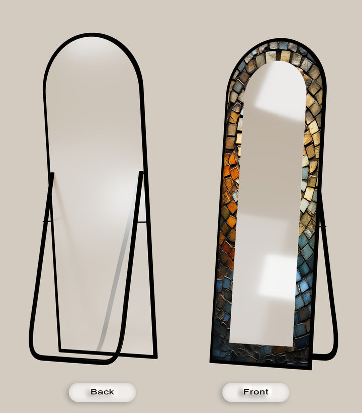 Rustic Arched Mirror – Mosaic Floor Mirror