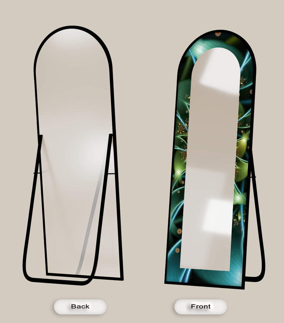 Botanic Lightflow Texture – Mystical Green Floor Mirror