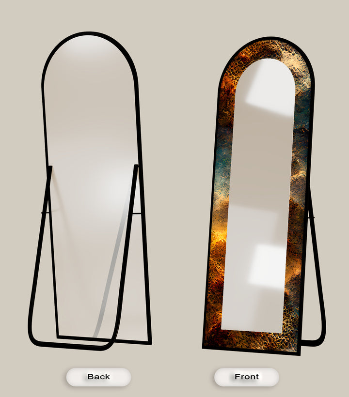 Molten Copper Texture Print – Abstract Floor Mirror