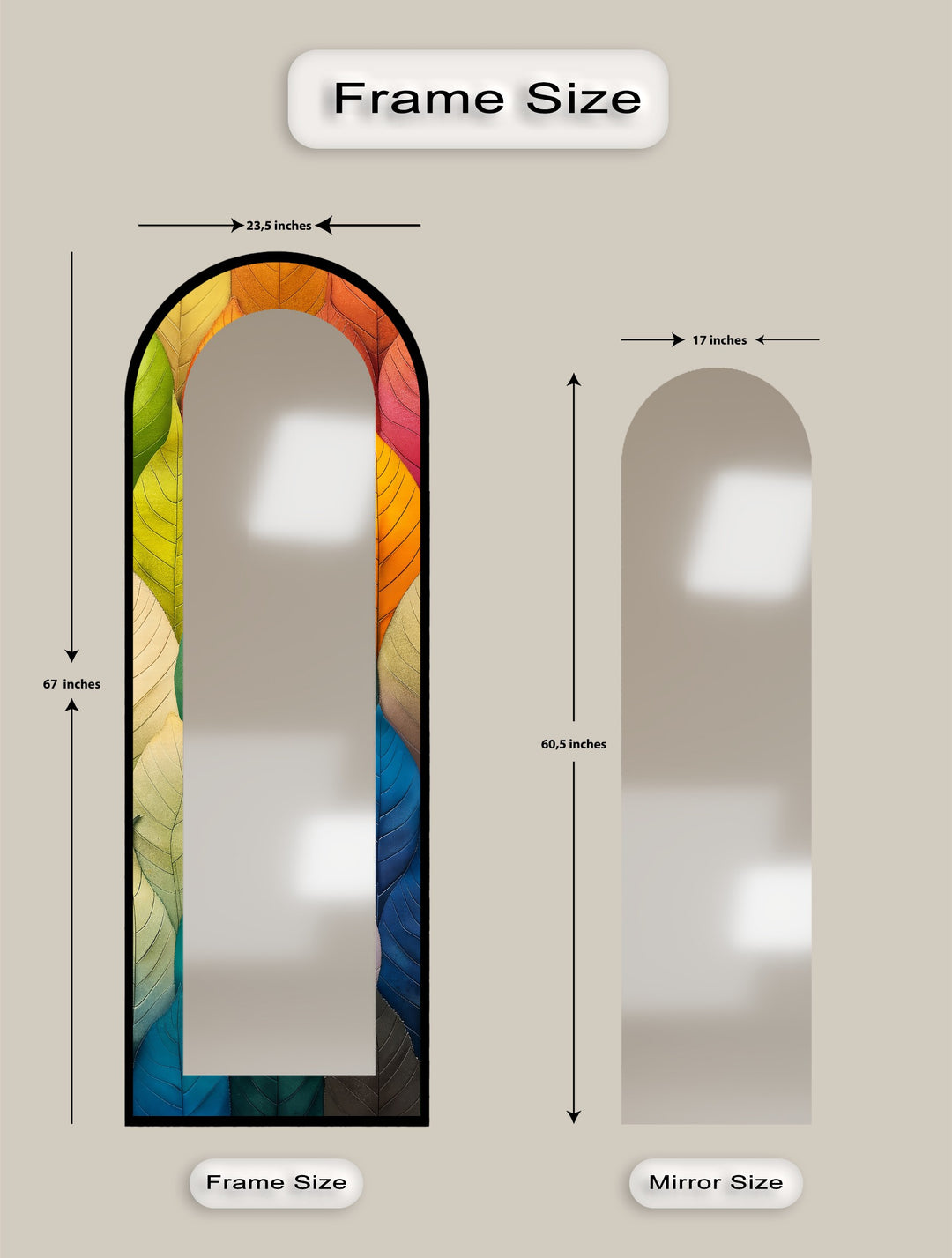 Botanic Spectrum – Abstrakter Standspiegel mit Blattmuster 