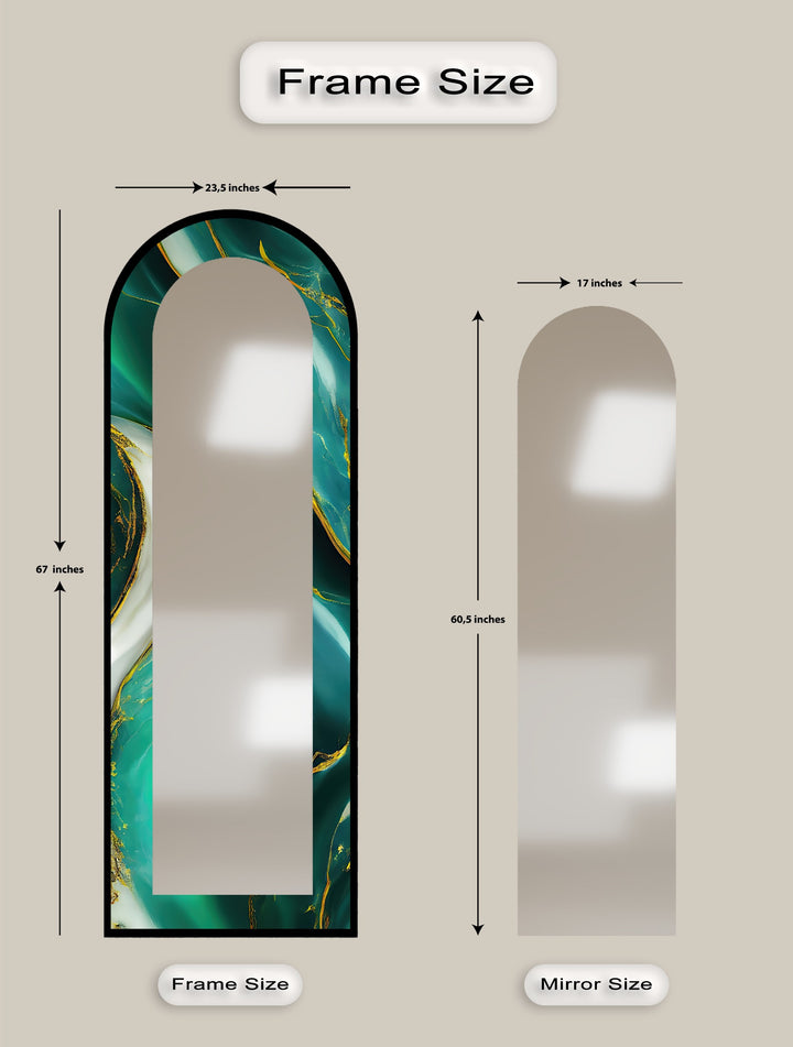 Emerald Aurora Veins – Marble Floor Mirror