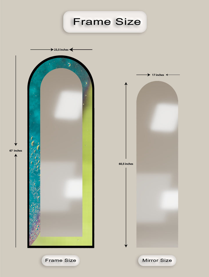 Celestial Green and Teal – Abstract Floor Mirror
