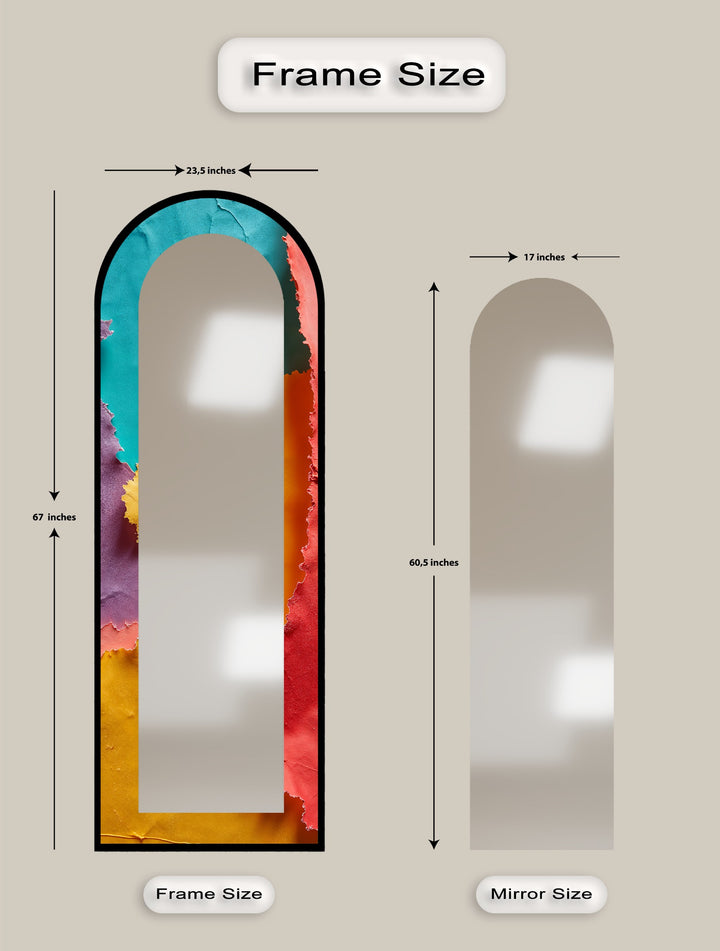 Ripped Rainbow Waves – Abstract Floor Mirror