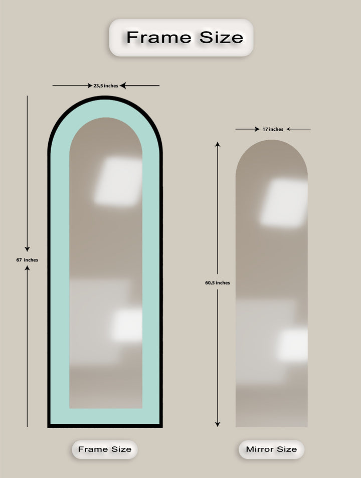 Serene Mist – Light Aqua Abstract Floor Mirror