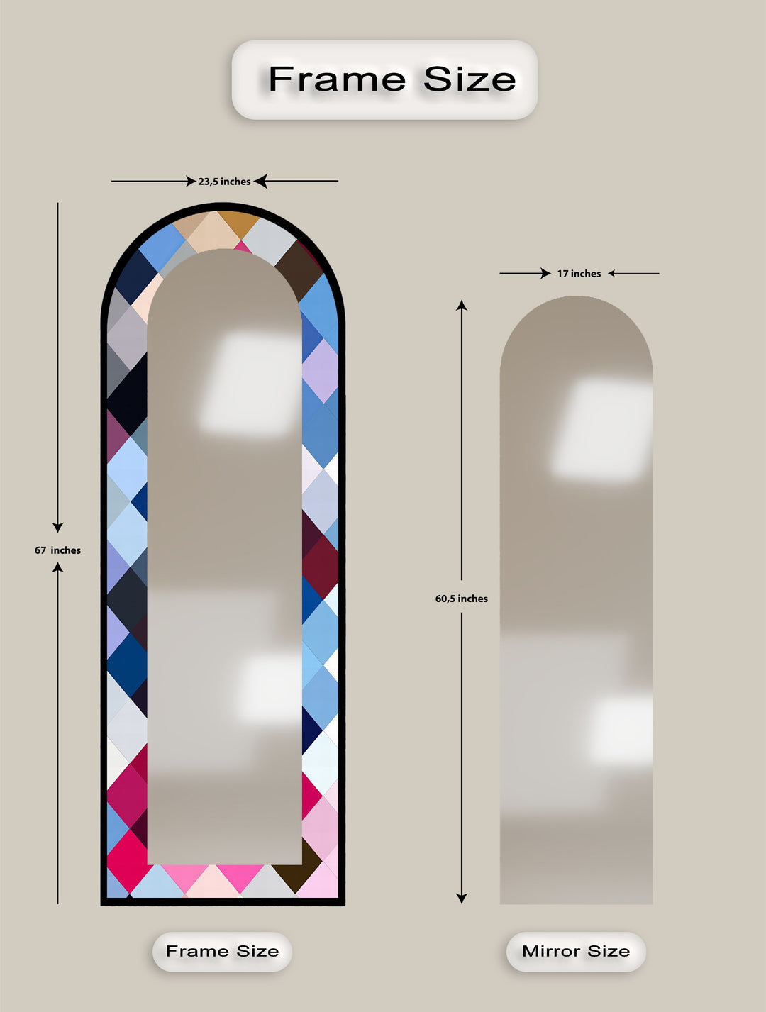 Color Pop Harlequin – Gebeizter Standspiegel 